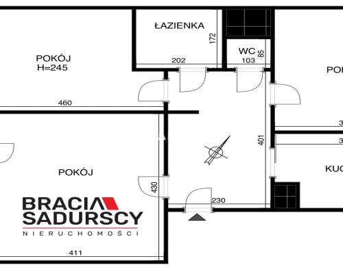 Mieszkanie na sprzedaż, 3pokoje, osobna kuchnia