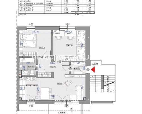 3 pok 63m2 balkon+taras Biezanów 11.400/m2
