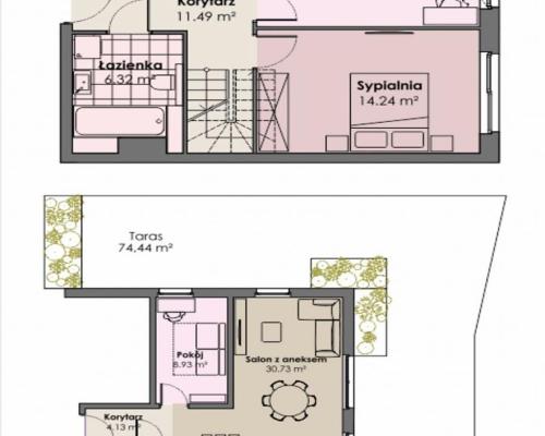 Apartament 94m2 / 2 poziomy
