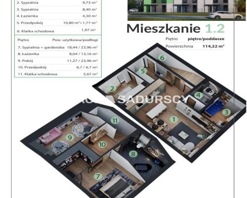 3 pok, 9tys/m2 Śledziejowice koło Krakowa