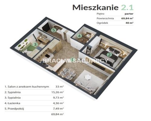 3 pok + ogródek 9tys/m2 Śledziejowice koło Krakowa