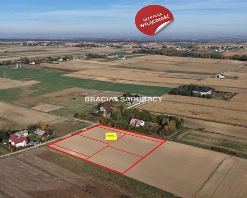 Działka budowlana Sieciechowice blisko Krakowa / Iwanowic. Piękna, widokowa działka o wymiarach 35,7 m szerokości (front) i 42,