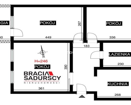 3 pokojowe mieszkanie z kuchnią 52,8m2 Centrum