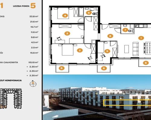 115m2 Apartament 5 pok/3 balkony Bronowice