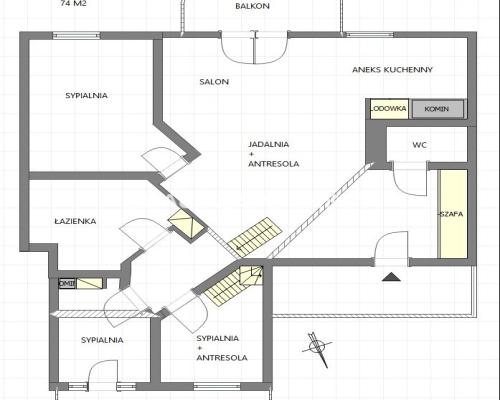 Płaszów, ul. Saska - 6 pokojowe o powierzchni 106 m².  Dwupoziomowe, 6-pokojowe mieszkanie o łącznej powierzchni