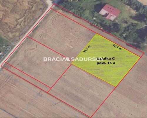 Działka budowlana Sieciechowice blisko Krakowa / Iwanowic. Piękna, widokowa działka o wymiarach 35,7 m szerokości (front) i 42,