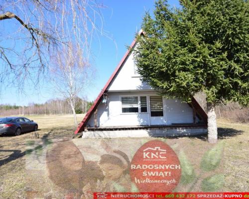 B ładna działka z domkiem letniskowym, własny las.