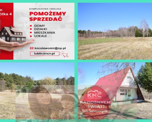 B ładna działka z domkiem letniskowym, własny las.