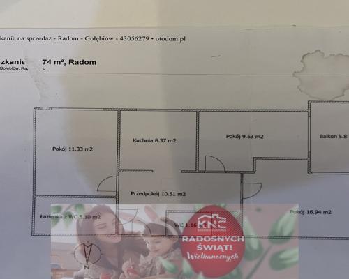 Apartament 73,52 m kw. Rapackiego Radom.