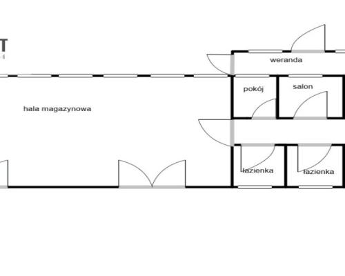 Obiekt magazynowo-biurowy z utwardzonym placem.