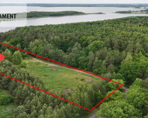 Działka z linią brzegową – Mazury, media, WZ!