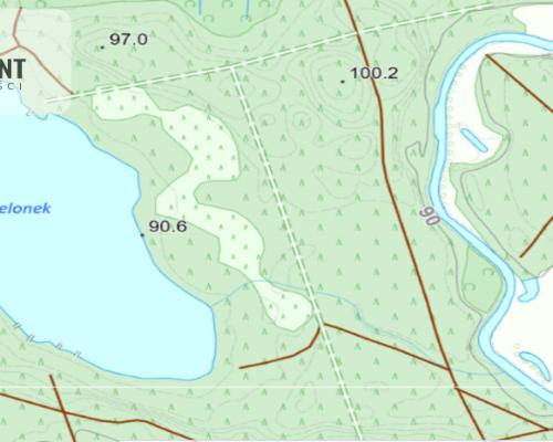 Działka  1,140 ha w lesie, przy rzece Wda-Smolniki