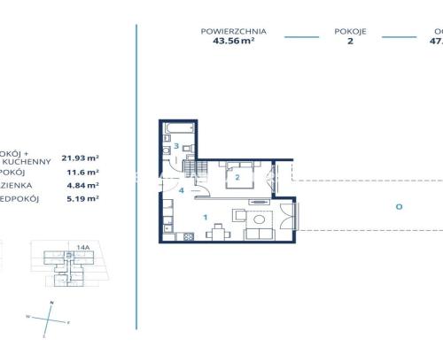 Gotowa inwestycja - 43m2 2pok+ogródek