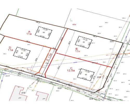 4 działek budowlanych od 11ar do 12,5ar
