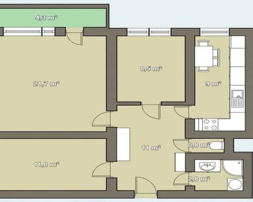 Słoneczny stok 3 oddzielne pokoje