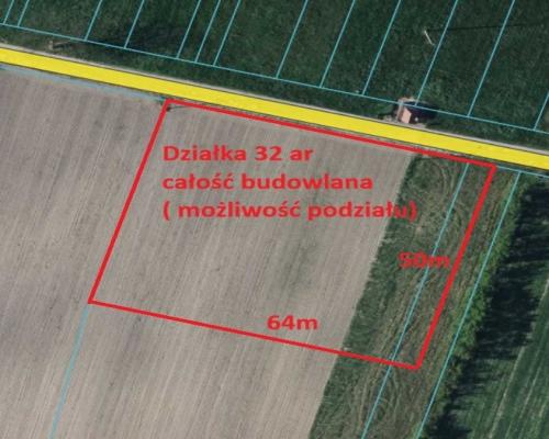 Działka 32ar budowlana w b. dobrej cenie Nowodwór