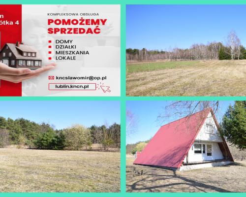 B ładna działka z domkiem letniskowym, własny las.