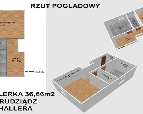 * Ustawna kawalerka 36,7m2 z dużą kuchnią