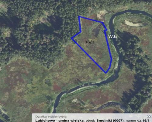 Działka 1,140 ha przy lesie Nad rzeką Wdą-Smolniki