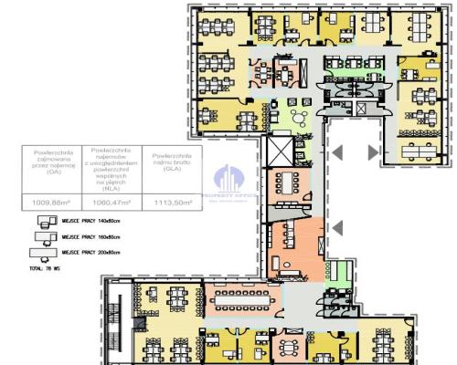 Mokotów: lokal biurowy 1060m2 do wynajęcia