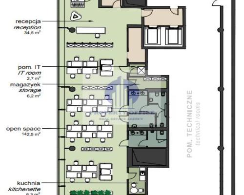 Mokotów: lokal biurowy 355m2 do wynajęcia