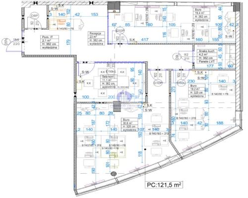 Mokotów: lokal biurowy 138,51m2 do wynajęcia