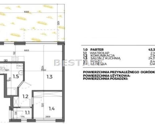 Obrzeża Wrocławia,43m2, z ogródkiem i m.postojowym