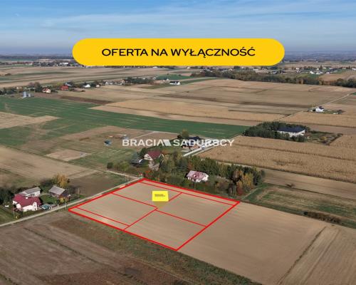 Działka budowlana Sieciechowice blisko Krakowa / Iwanowic. Piękna, widokowa działka o wymiarach 35,7 m szerokości (front) i 42,