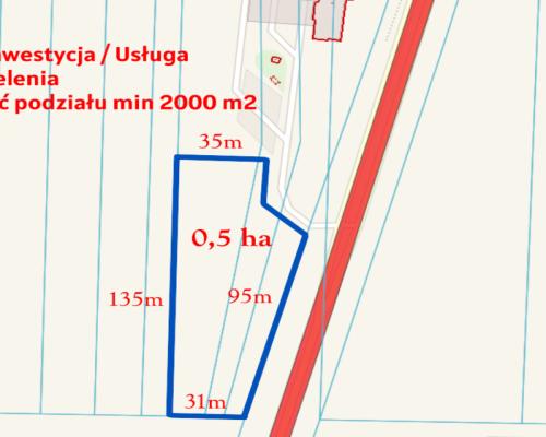 Działka usługowa min 20ar max 50ar  Pałecznica Kol