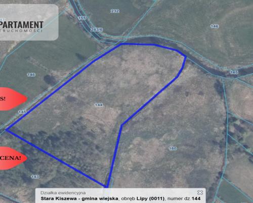 Działka 1,33 ha Nad rzeką WIERZYCA-LIPY-STRUGA!
