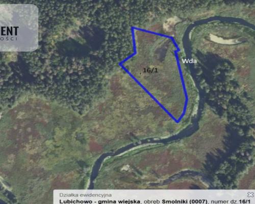 Działka 1,140 ha przy lesie Nad rzeką Wdą-Smolniki