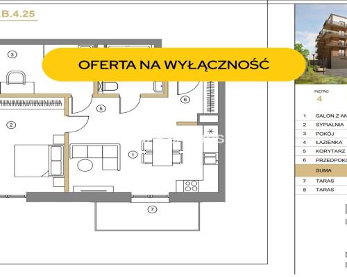 3 pok 65m2 ostatnie piętro 2 balkony winda