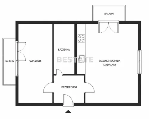 Nowoczesny apartament 48m2 z dwoma balkonami