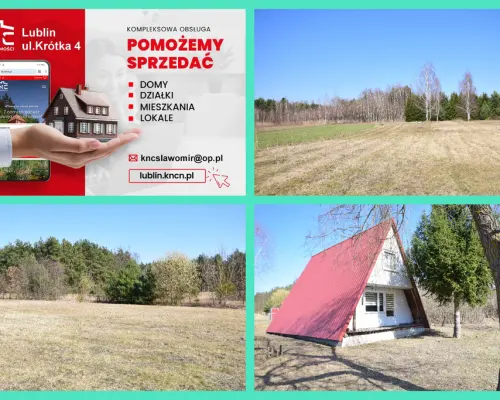 B ładna działka z domkiem letniskowym, własny las.