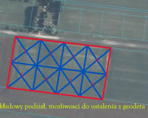Duża działka jezioro Krasne (podział na 8 działek)