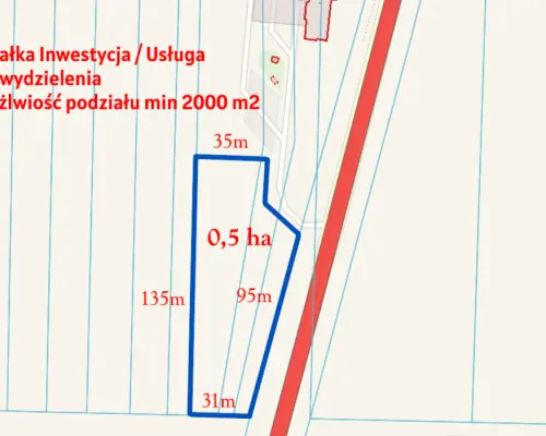 Działka usługowa min 20ar max 50ar  Pałecznica Kol