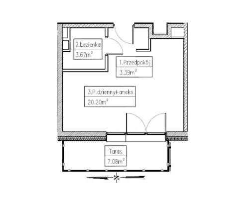 Kawalerka balkon, wnęka sypialniana, m. post.