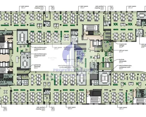 Mokotów: lokal biurowy 2534m2 do wynajęcia