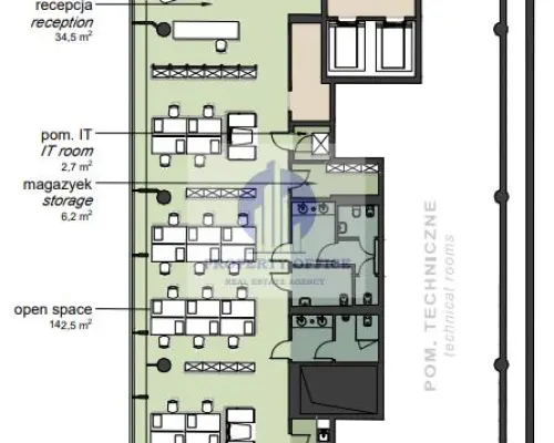 Mokotów: lokal biurowy 330m2 do wynajęcia