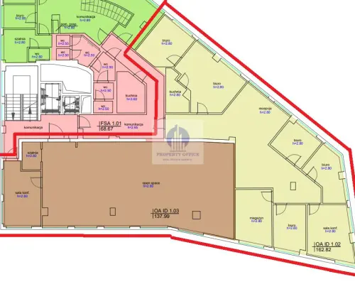 Mokotów: lokal biurowy 351m2 do wynajęcia