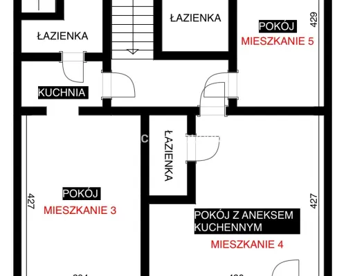 Dom inwestycyjny – 5 mieszkań, 2 lokale, paczkomat