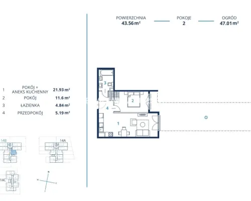 Gotowa inwestycja - 43m2 2pok+ogródek