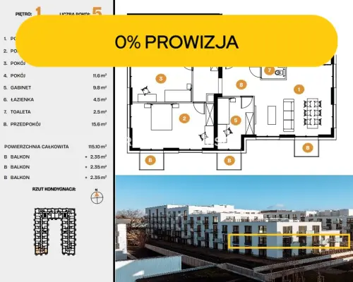 115m2 Apartament 5 pok/3 balkony Bronowice