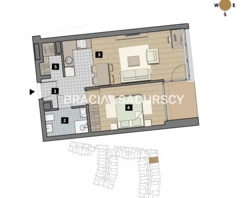 Dostępne mieszkania od 25m2 do 63m2. 
