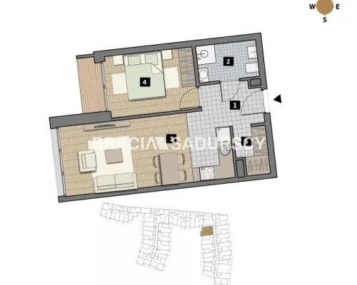 Dostępne mieszkania od 25m2 do 63m2. 