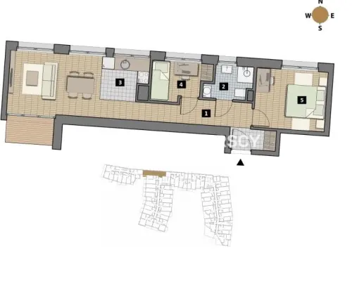 Dostępne mieszkania od 25m2 do 63m2. 