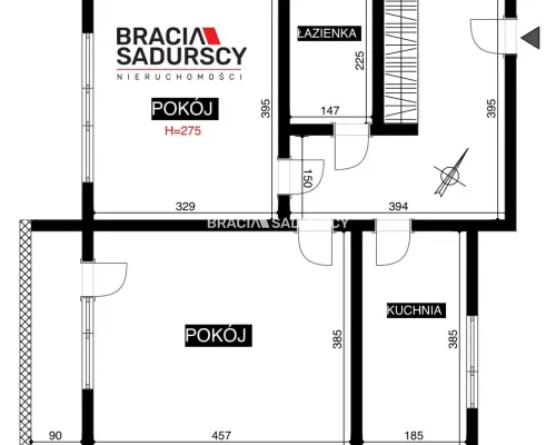 Nowa Huta, os. Spółdzielcze. Mieszkanie 2 pokojowe z osobną kuchnią i balkonem - 51,59 m 2 .   Mieszkanie usytuowane n