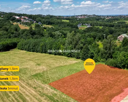 6 arów budowlanej, piękna panorama, Mogilany