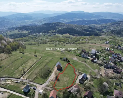 Działka budowlana o pow. 1596 m2  Krzeszów, gm. Stryszawa. Widokowa działka  położona w malowniczym Krzeszowie  w okoli