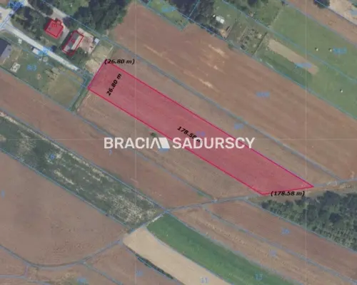 Duża działka inwestycyjna pod Krakowem - 1,5 km od S7 (węzeł Widoma) | Potencjał przekształcenia | Opcja zakupu 8 414 m² g